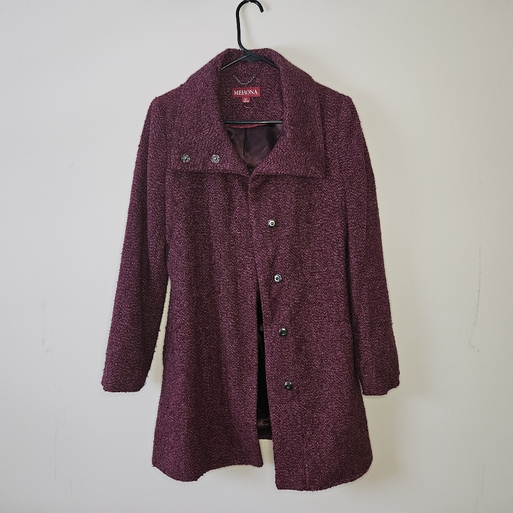 Deep Plum Wool Dress Coat